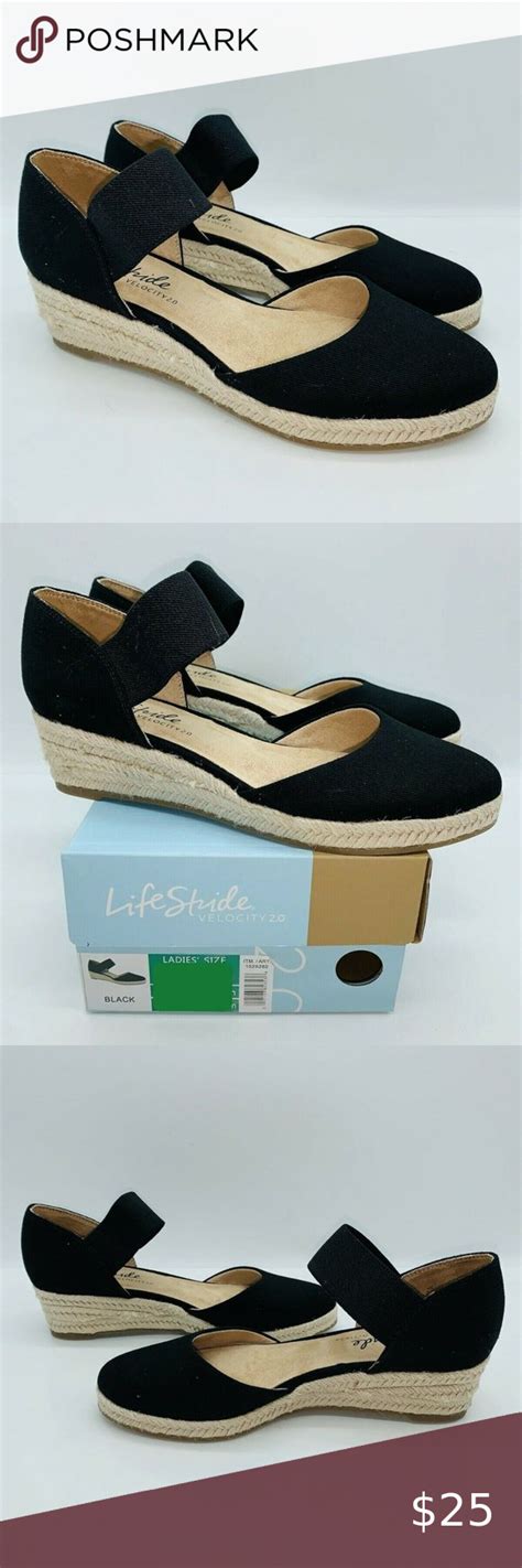 Life Stride Velocity 20 Womens Kaylee Espadrille Wedge Sandal Black