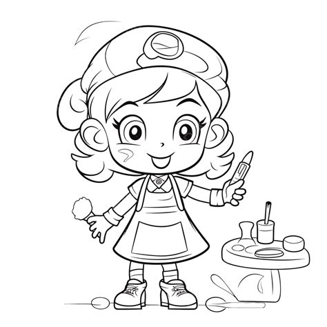 Dibujo De Para Una Niña Colorear Página Esbozo Boceto Vector Png