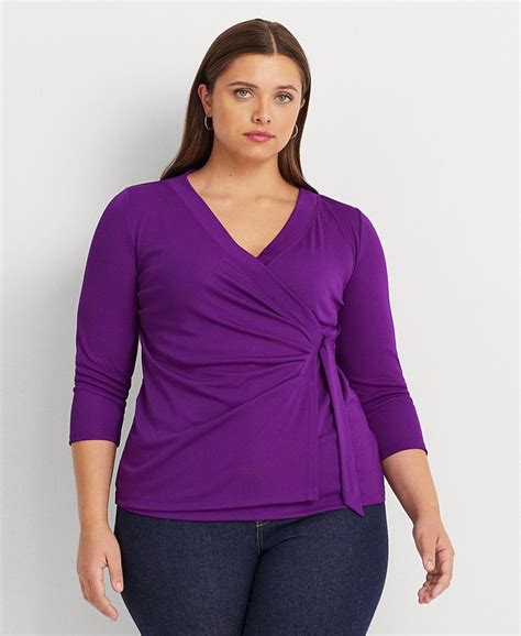 Lauren Ralph Lauren Plus Size Jersey Faux Wrap Top Macys