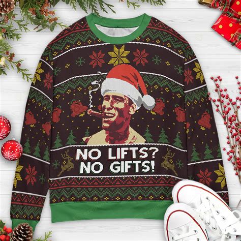 No Lifts No Gifts Arnold Schwarzenegger Ugly Sweater Ezziprint