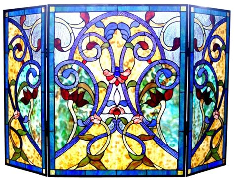 Каминные экраны с витражом. Фото витражных экранов для камина.