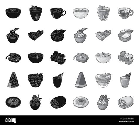 Vegetarian Dish Black Mono Icons In Set Collection For Design Vegetable