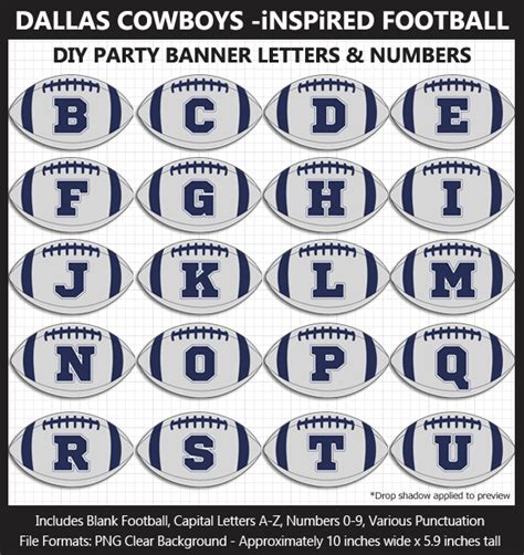 Dallas Cowboys-Inspired Football Alphabet Clipart