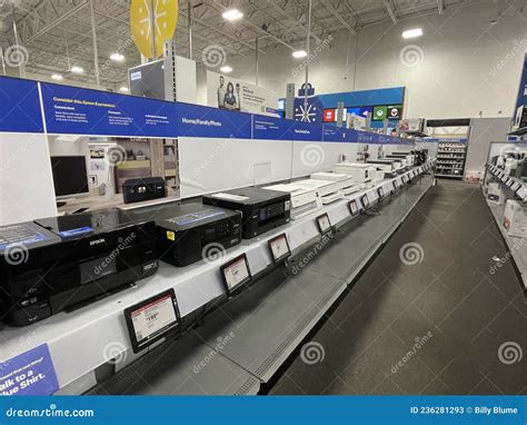 Best Buy Retail Electronics Store Interior Printer Section Editorial