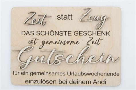 Zeit Statt Zeug Gutschein Personalisierbar Geschenk Etsy De