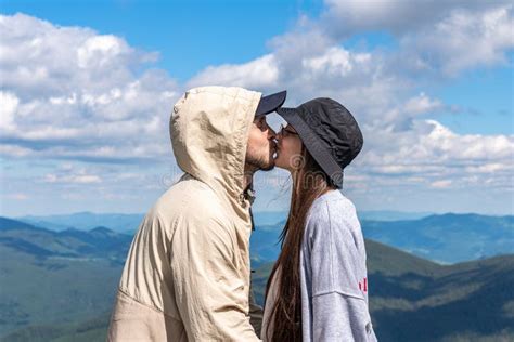 Wanderlust And Travel Together Concept Stylish Couple Travelers In Hat