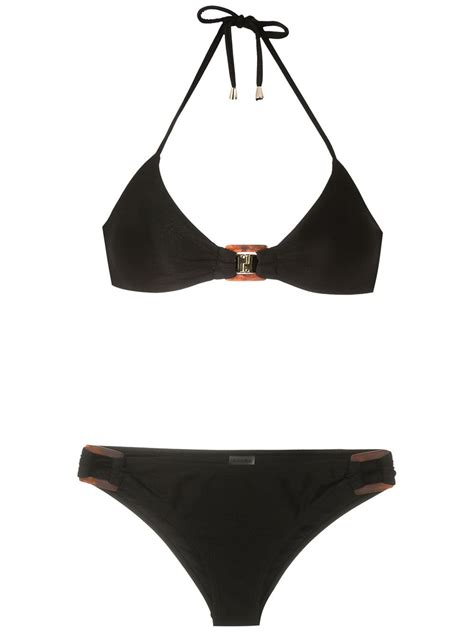 Isolda Pipa De Lycra Trilobal Bikini Set Black Editorialist