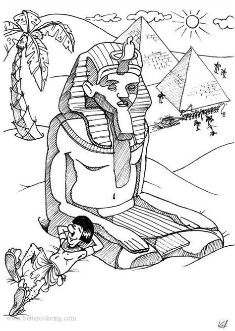 Pyramids And Sphinx From Egyptian Coloring Pages Free Printable Coloring Pages