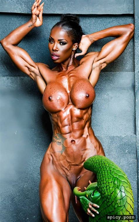 Crush Chain 8k Nude Muscular Woman Fight A Dragon Strength Effort