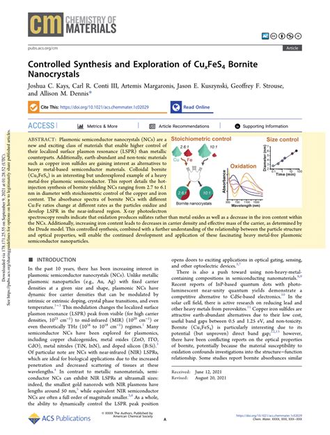 PDF Controlled Synthesis And Exploration Of Cu X FeS 4 Bornite