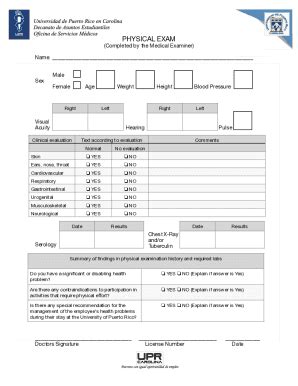 Fillable Online Physical Exam Pages Fax Email Print Pdffiller