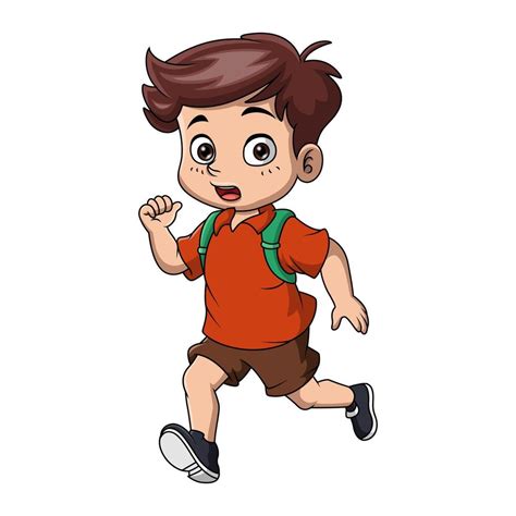 Cute little school boy cartoon running 37743541 Vector Art at Vecteezy