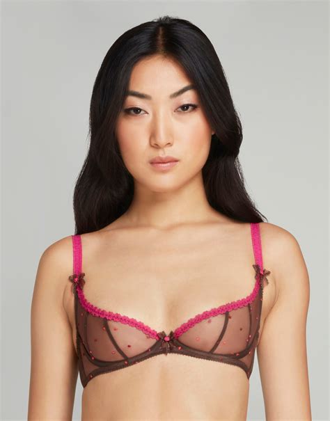 Poppie Demi Cup Plunge Underwired Bra In Chestnut By Agent Provocateur