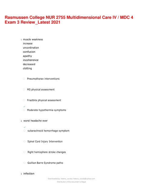 Rasmussen College Nur Multidimensional Care Iv Mdc Exam