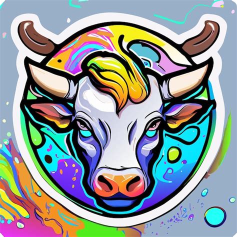 Retrato De Una Vaca En Estilo Pop Art Con Colores Voladores Expresi N