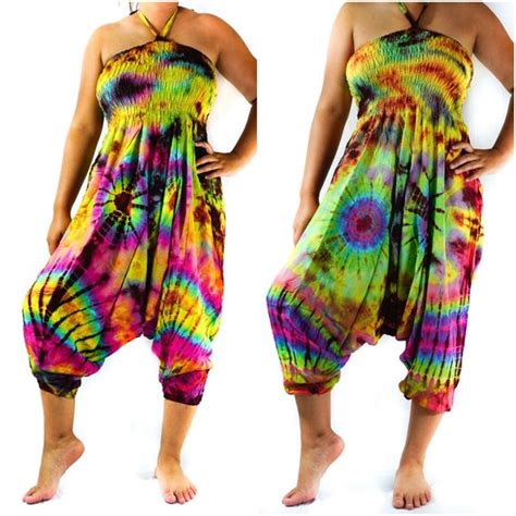 Tie Dye Hippie Jumpsuit Harem Jumpsuit Festival Clothing Etsy