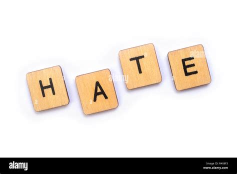 The Word Hate Spelt With Wooden Letter Tiles Stock Photo Alamy