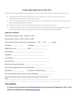 Fillable Online Pi Sigma Alpha Application For 2021 2022 Fax Email