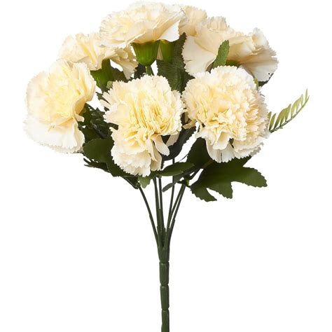 Artificial Carnation Flower Bunch Ivory