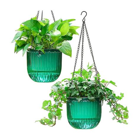 Watering Indoor Hanging Flower Pots, 6.5 Inch Outdoor Hanging Pot ...