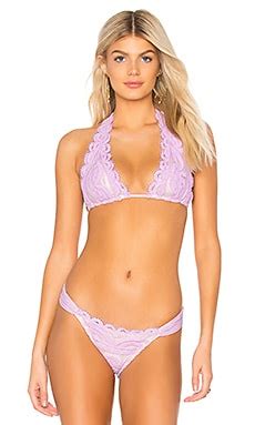 Pq Lace Halter Bikini Top In Lilac Revolve