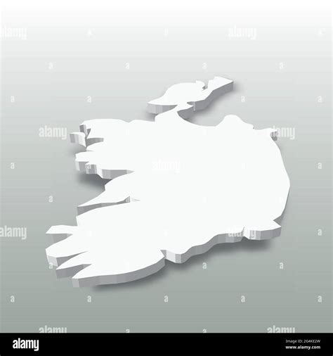 Irlanda Mapa De La Silueta Blanca 3d De La Zona Del País Con Sombra