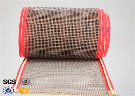 Brown PTFE Teflon Coated Fiberglass Mesh Fabric Conveyor Belt 4X4 Mm