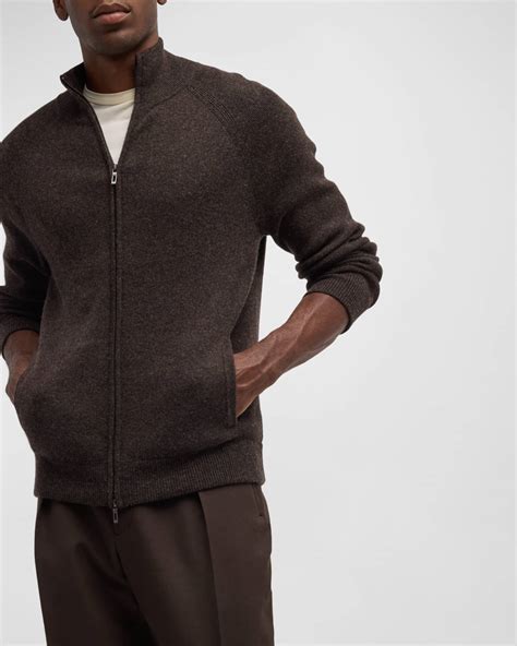 Neiman Marcus Mens Ribbed Full Zip Sweater Neiman Marcus