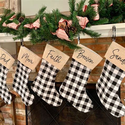 Black And White Plaid Stockings Etsy