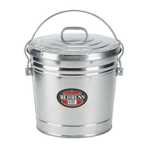 Behrens 6 Gal Galvanized Steel Round Trash Can With Locking Lid 6106kx