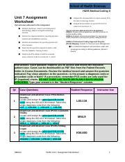 Master Medical Coding With HI255 Unit 7 Assignment Worksheet Course Hero