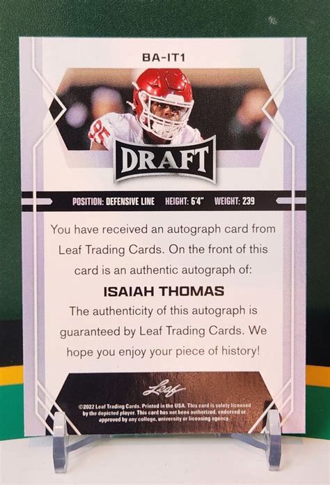 Leaf Draft Autographs Gold Ba It Isaiah Thomas Au Rc Ebay