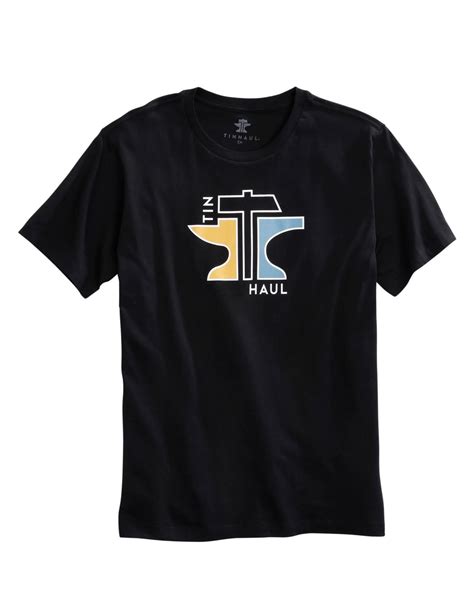 Tin Haul Mens Black 100 Cotton Geometric Anvil S S T Shirt The Western Company