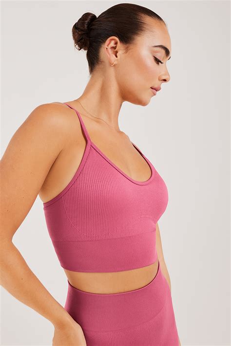 Stylerunner Ribbed Seamless Longline Bralette Magenta Stylerunner