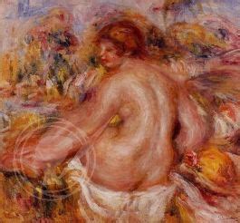 After Bathing Seated Female Nude By Pierre Auguste Renoir Reproduction For Sale 1st Art Gallery