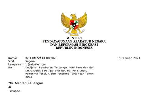 Wah Thr Dinaikan Tertulis Dalam Surat Resmi Menpan Rb Emang