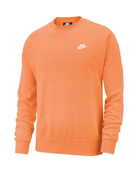 Nike Mens Club Crew Neck Sweatshirt Orange Life Style Sports Ie