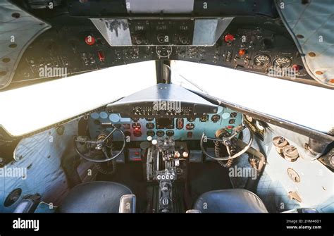 Cockpit of old aircraft Douglas DC-3 Dakota also known as C47 Stock ...