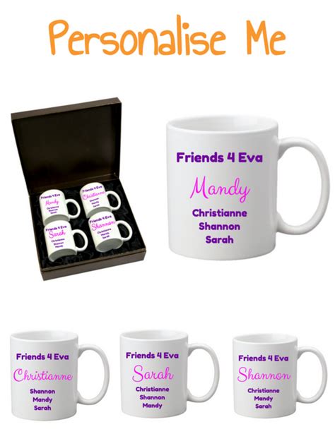 Personalised 4pc Mug Set In T Box The Up Shop Mugs Set Mugs