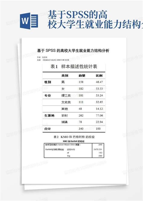 基于spss的高校大学生就业能力结构分析word模板下载编号lrkynjmr熊猫办公