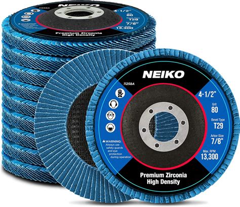 NEIKO 11258A 10 Pack Jumbo Zirconia Flap Discs 4 1 2 For Angle Grinder