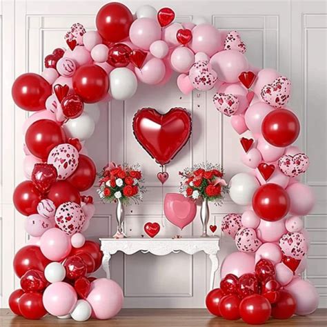 89PCS Valentine S Day Balloon Garland Arch Kit Pink Balloons White