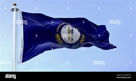 The Us State Flag Of Kentucky Waving Kentucky Flag Features State Seal