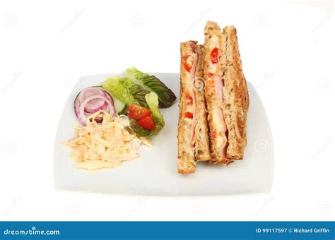 Toasted Sandwich With Salad Stock Image Image Of Coleslaw Salad