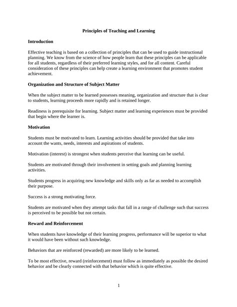 Pdf Principles Of Teaching And Learning