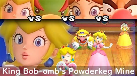 Super Mario Party Peach Vs Bowser Jr Vs Daisy Vs Wario King Bob Omb