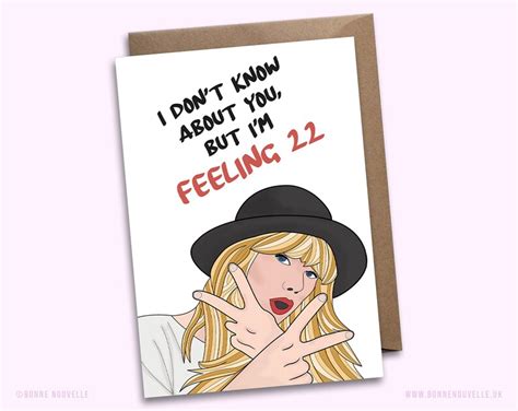 Feeling 22 Taylor Swift Birthday Card Celebrity Card 22nd Etsy Uk