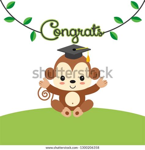 Congratulations Card Cute Monkeys Cartoon Stock Vector Royalty Free