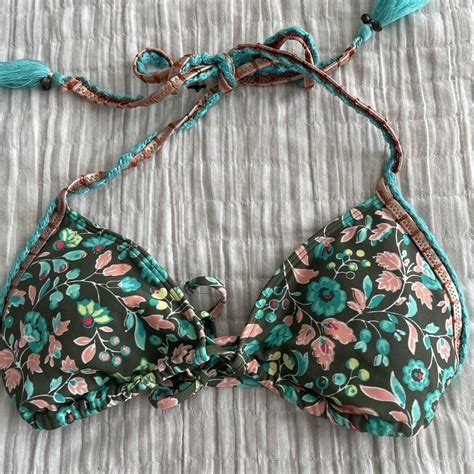 Arie String Bikini Floral Top With Cute Tassel Tie Depop