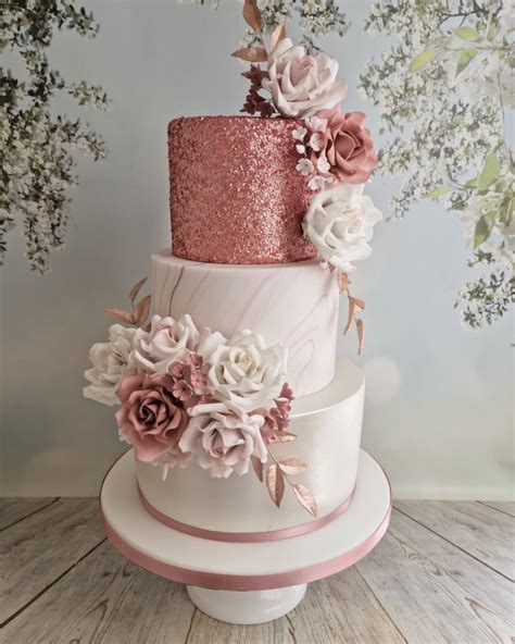 Rose Gold Glitter Wedding Cake Mel S Amazing Cakes